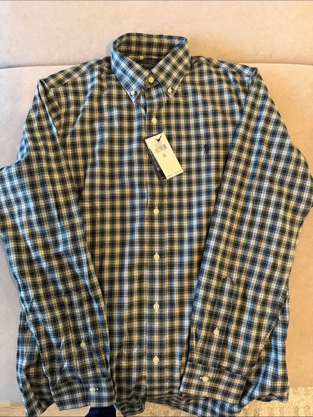 Polo by Ralph Lauren Blue and Green Plaid Button-Down Shirt